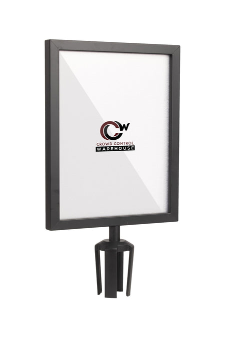 Post Top Sign Frame for CCW Series Retractable Belt Barriers - Crowd Control Warehouse