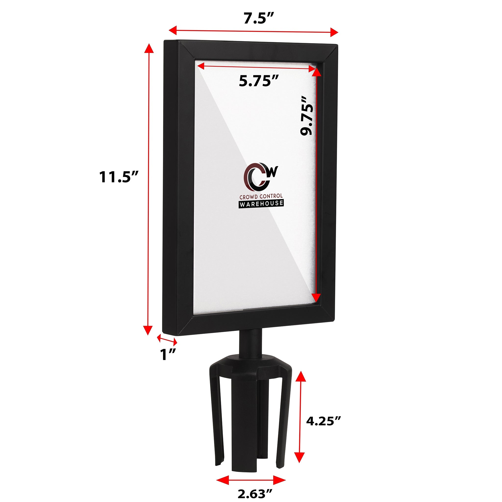 Post Top Sign Frame for CCW Series Retractable Belt Barriers - Crowd Control Warehouse