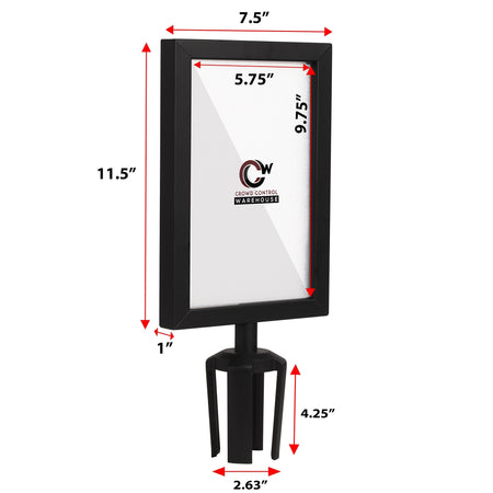 Post Top Sign Frame for CCW Series Retractable Belt Barriers - Crowd Control Warehouse