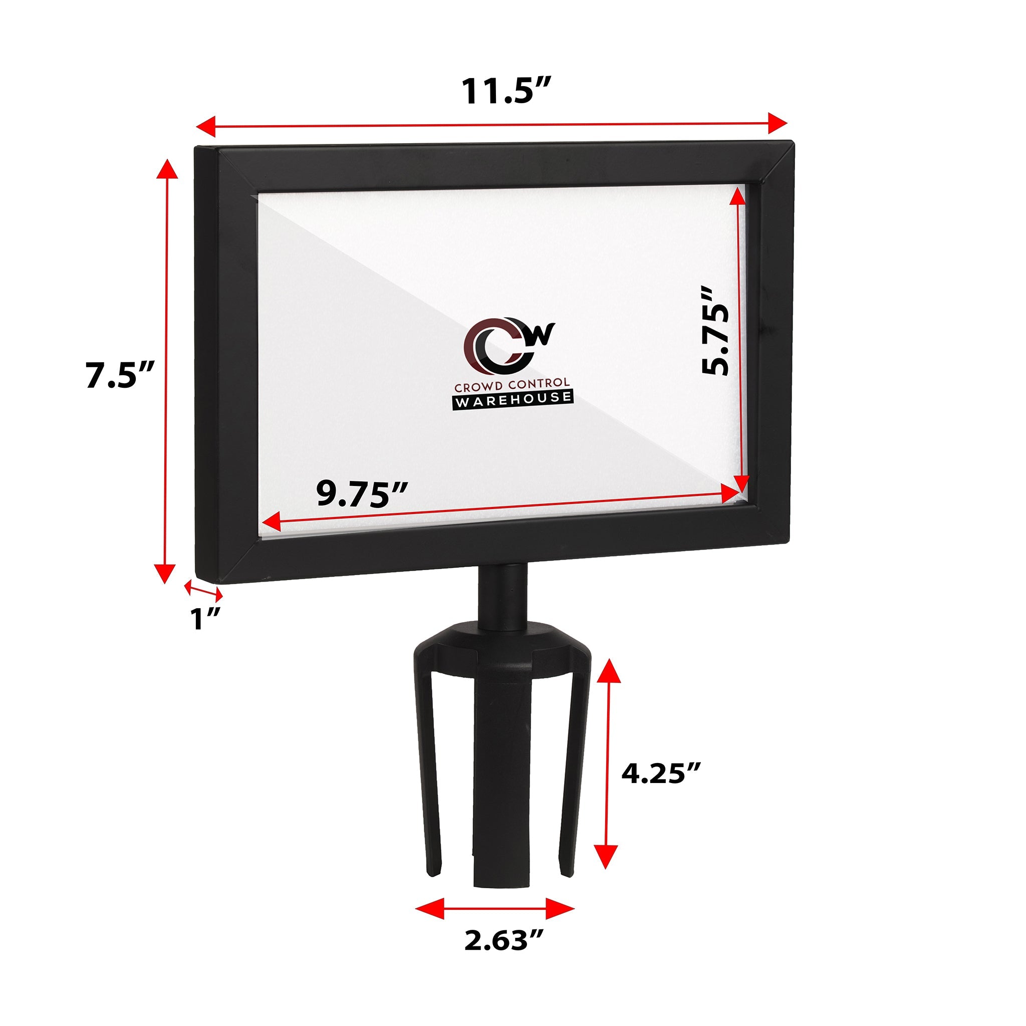 Post Top Sign Frame for CCW Series Retractable Belt Barriers - Crowd Control Warehouse