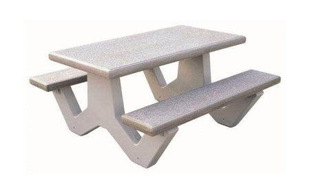 Precast Concrete Rectangular Picnic Table with Attached Benches - Crowd Control Warehouse
