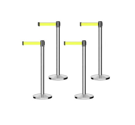 Set of (4) CCW Series RBB-100 Retractable Belt Barriers - 11 Ft. Belt