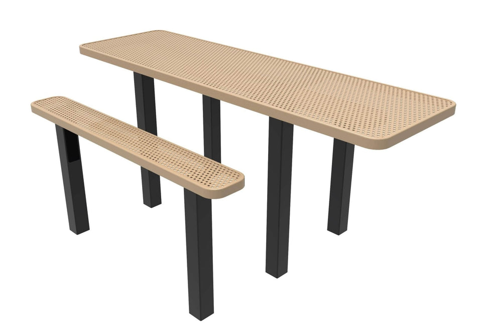 Rectangular Independent ADA Accessible Picnic Table - Circular Pattern - Inground Mount - 8 Ft. - Crowd Control Warehouse