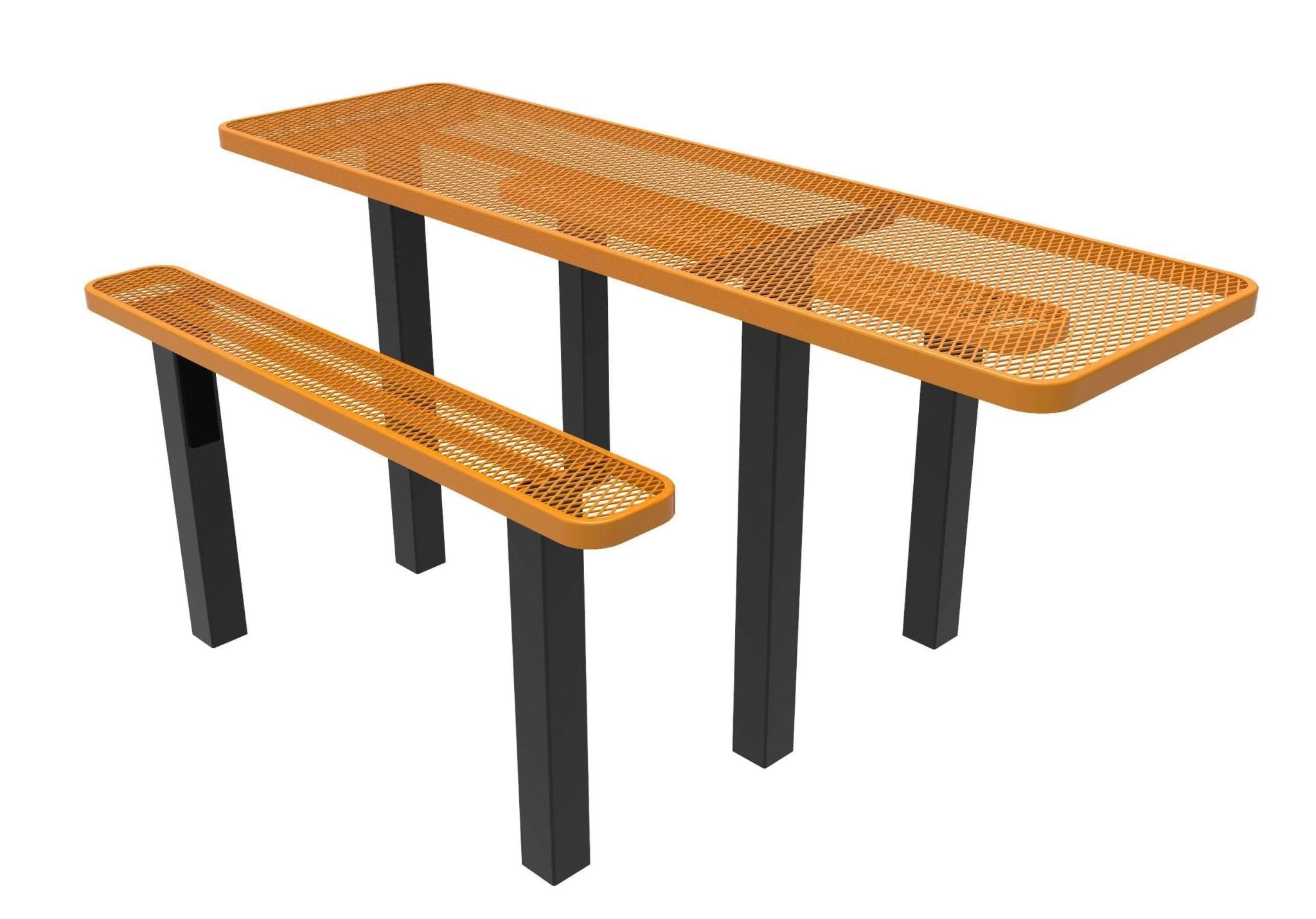 Rectangular Independent ADA Accessible Picnic Table - Diamond Pattern - Inground Mount - 8 Ft. - Crowd Control Warehouse