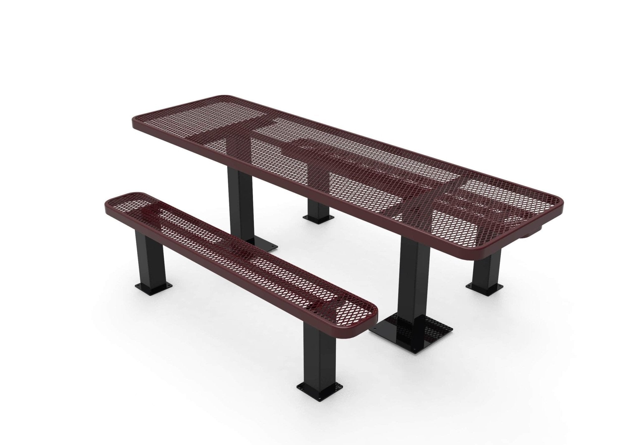 Rectangular Independent ADA Accessible Picnic Table - Diamond Pattern - Surface Mount - 8 Ft. - Crowd Control Warehouse