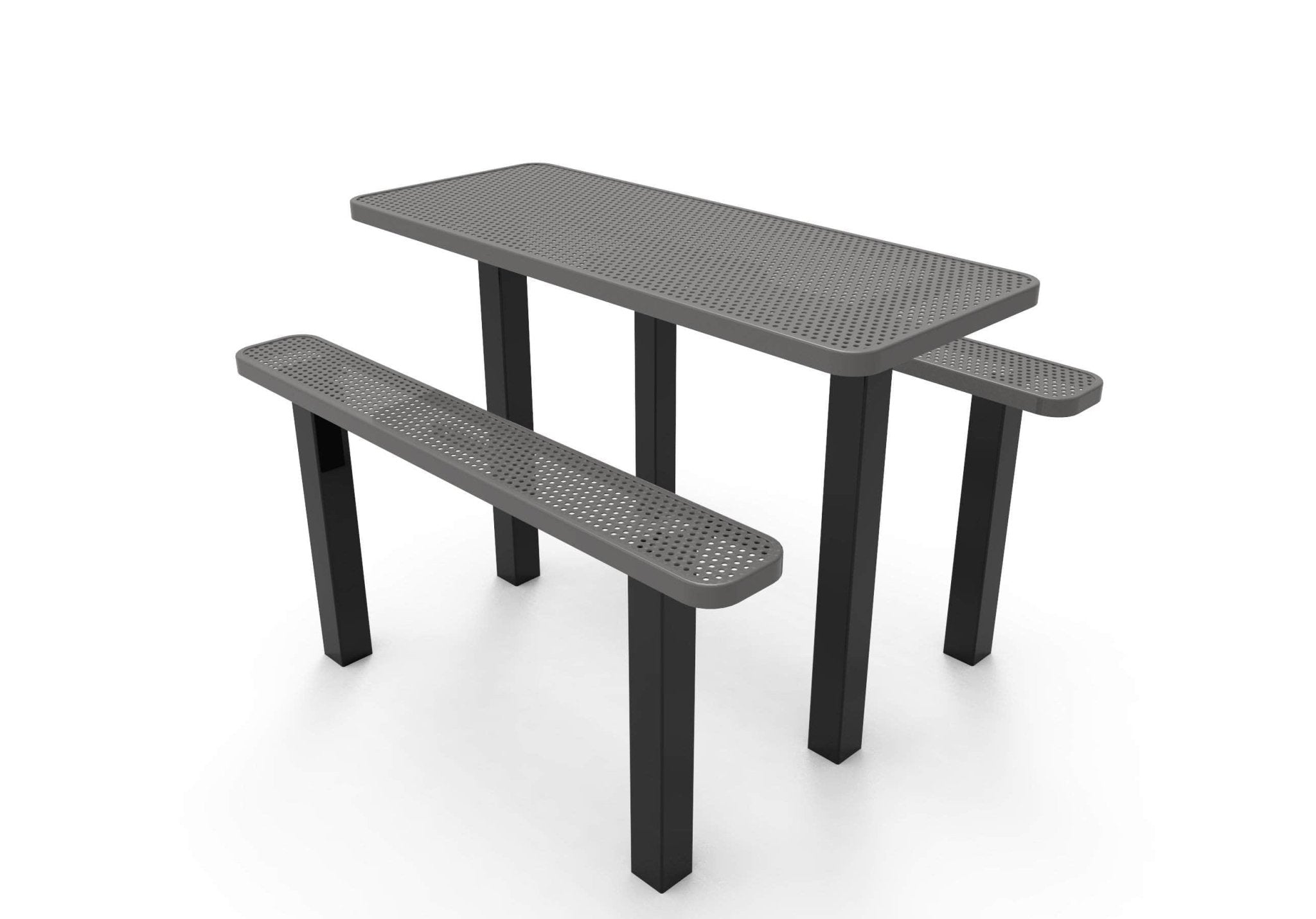 Rectangular Independent Pedestal Picnic Table - Circular Pattern - Inground Mount - Crowd Control Warehouse