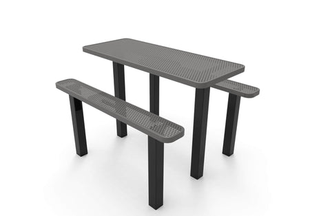 Rectangular Independent Pedestal Picnic Table - Circular Pattern - Inground Mount - Crowd Control Warehouse
