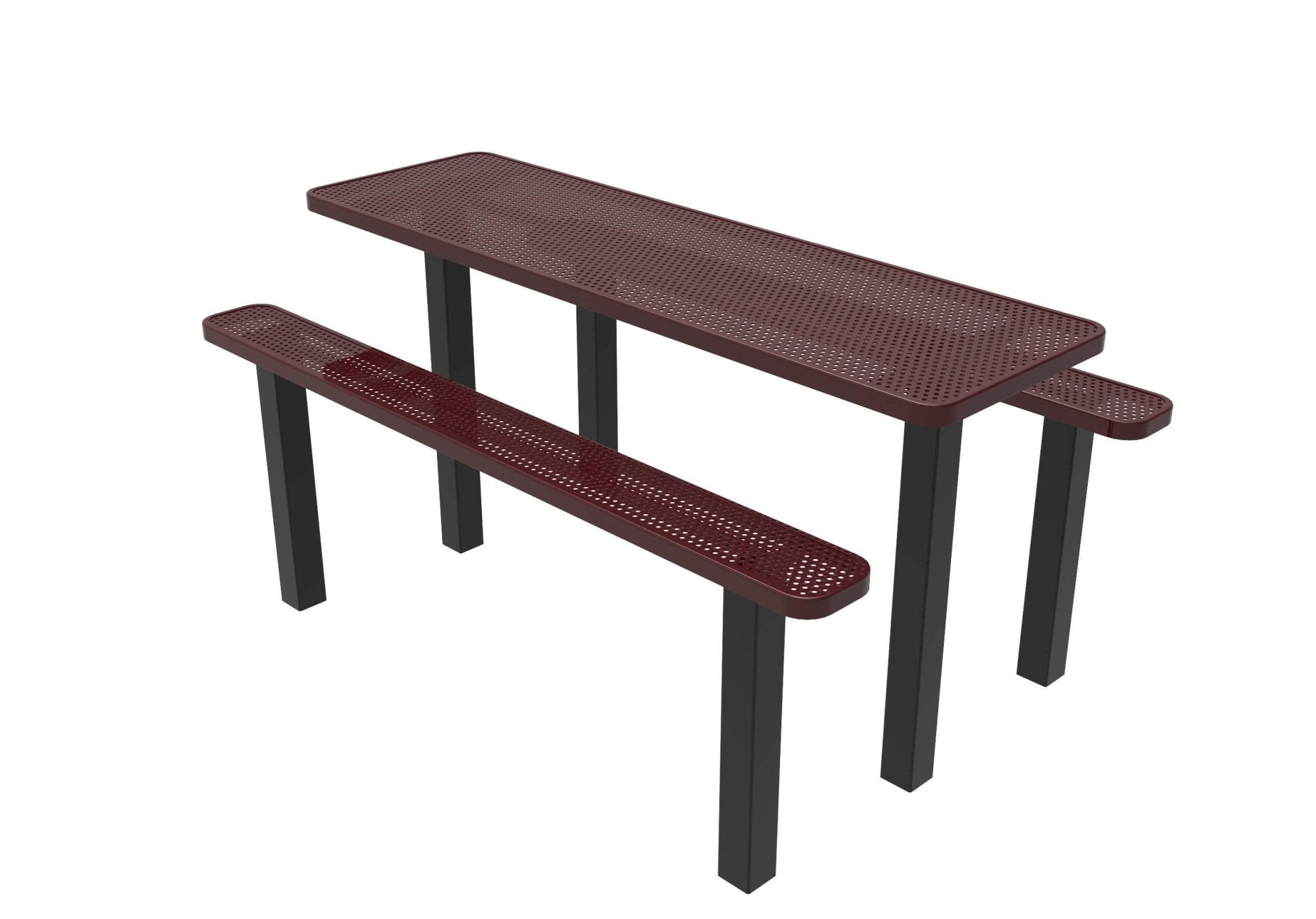 Rectangular Independent Pedestal Picnic Table - Circular Pattern - Inground Mount - Crowd Control Warehouse