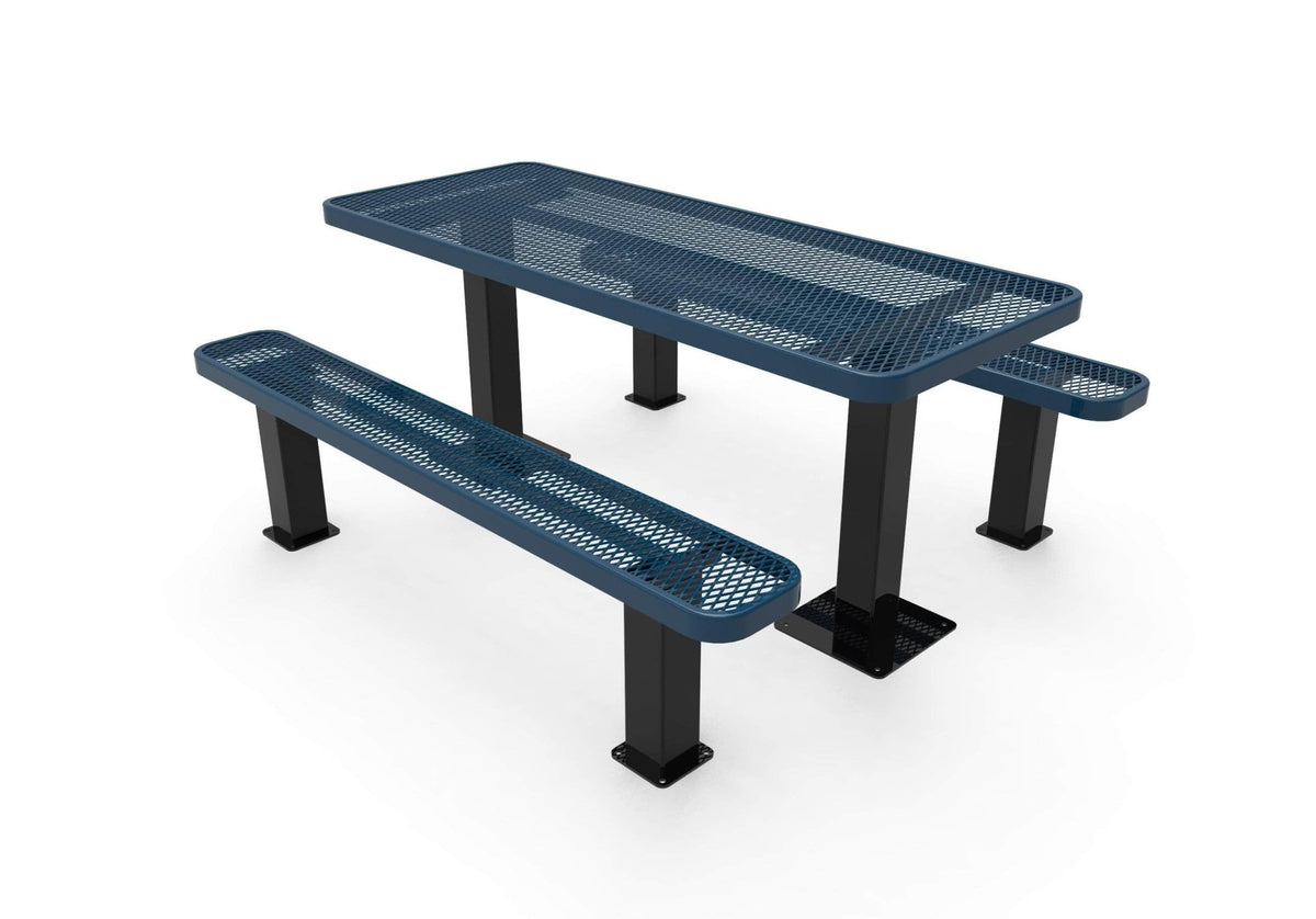 Rectangular Independent Pedestal Picnic Table - Diamond Pattern - Surface Mount - Crowd Control Warehouse
