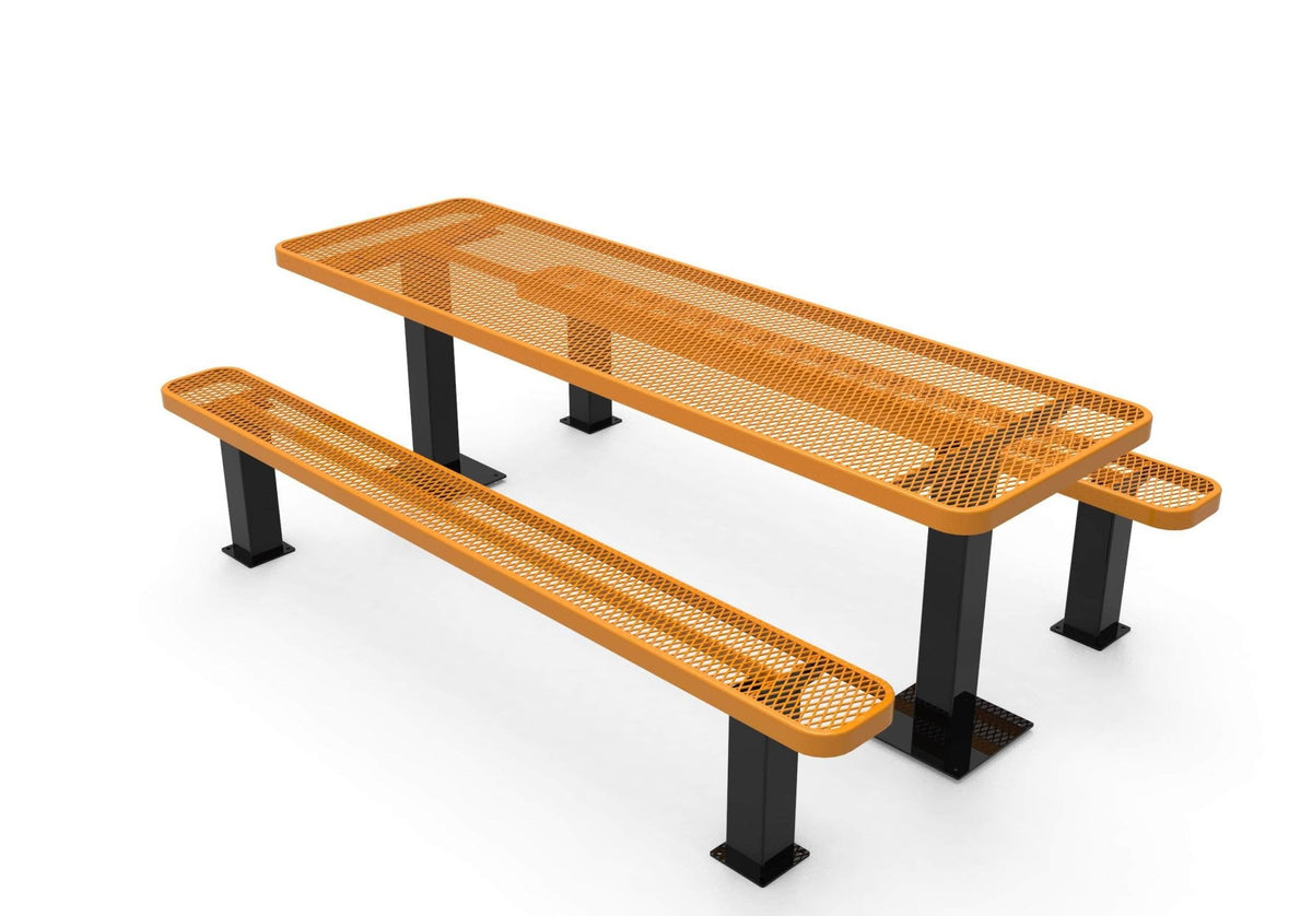 Rectangular Independent Pedestal Picnic Table - Diamond Pattern - Surface Mount - Crowd Control Warehouse