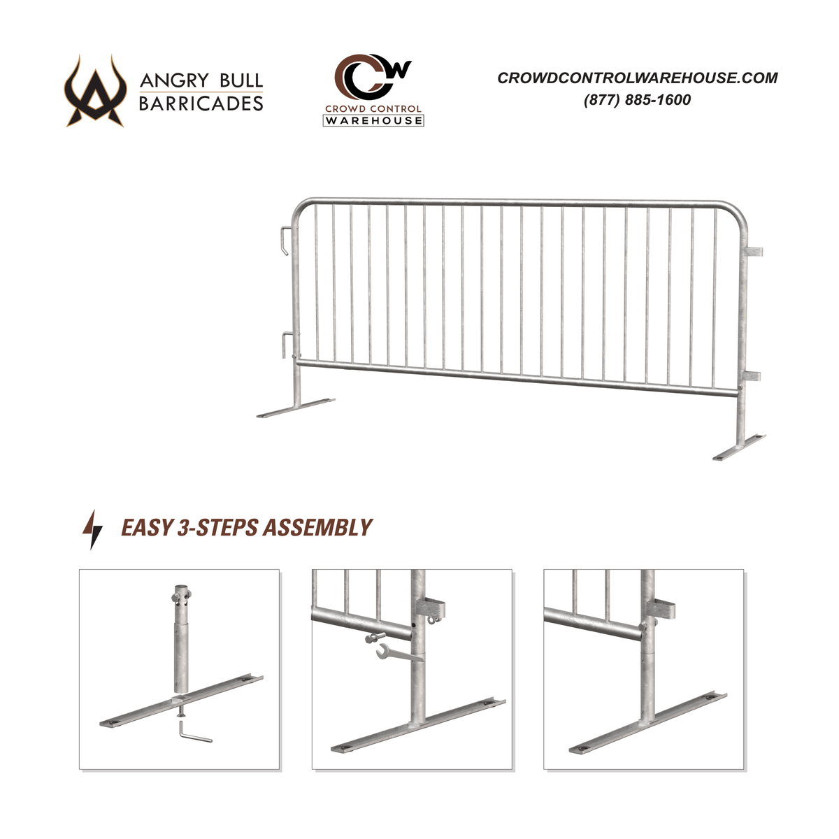 Replacement Feet for Heavy Duty Steel Barricade - Angry Bull Barricades - Crowd Control Warehouse