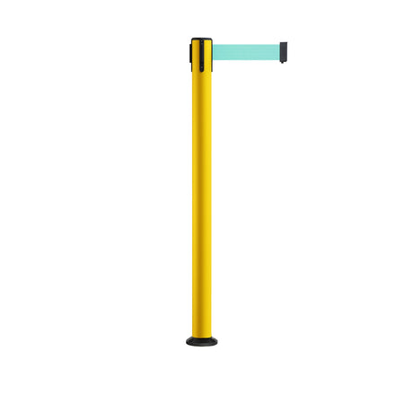 Retractable Belt Barrier Safety Stanchion, Fixed Base, Yellow Post, 11 Ft. Belt - Montour Line MSX630F - Crowd Control Warehouse