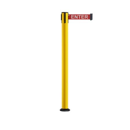 Retractable Belt Barrier Safety Stanchion, Fixed Base, Yellow Post, 11 Ft. Belt - Montour Line MSX630F - Crowd Control Warehouse