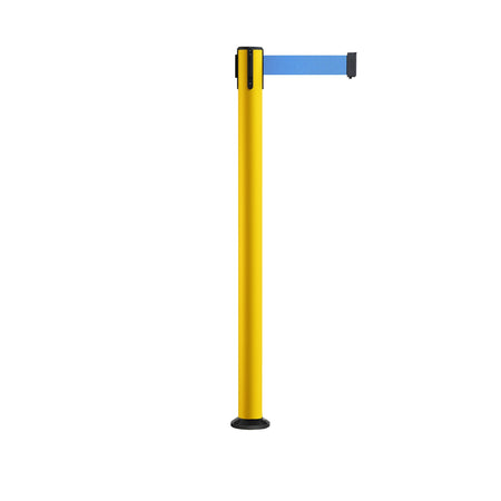Retractable Belt Barrier Safety Stanchion, Fixed Base, Yellow Post, 11 Ft. Belt - Montour Line MSX630F - Crowd Control Warehouse