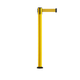 Retractable Belt Barrier Safety Stanchion, Fixed Base, Yellow Post, 7.5 Ft. Belt - Montour Line MSX630F - Crowd Control Warehouse