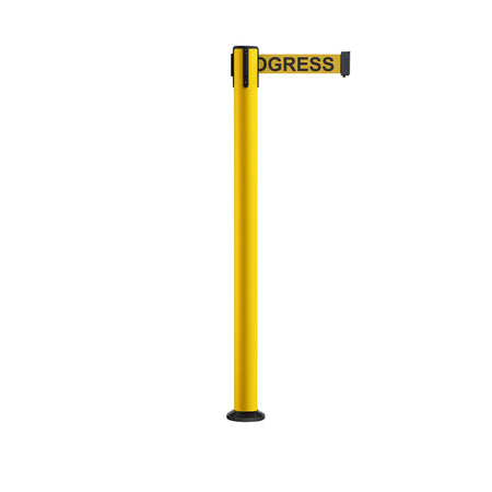 Retractable Belt Barrier Safety Stanchion, Fixed Base, Yellow Post, 9 Ft. Belt - Montour Line MSX630F - Crowd Control Warehouse