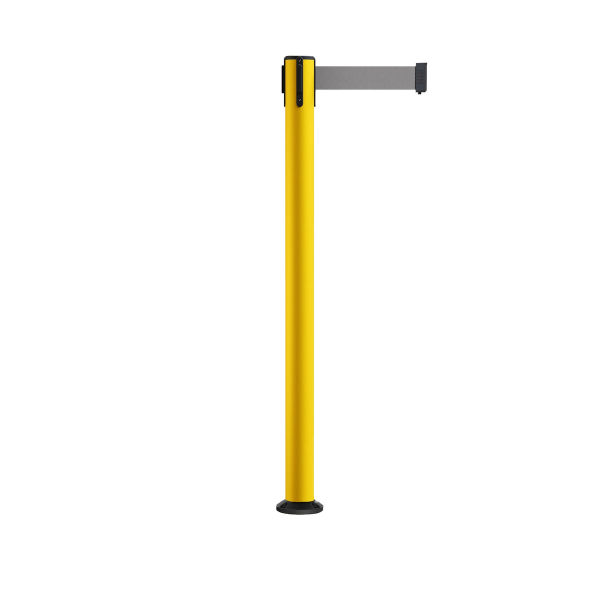 Retractable Belt Barrier Safety Stanchion, Fixed Base, Yellow Post, 9 Ft. Belt - Montour Line MSX630F - Crowd Control Warehouse