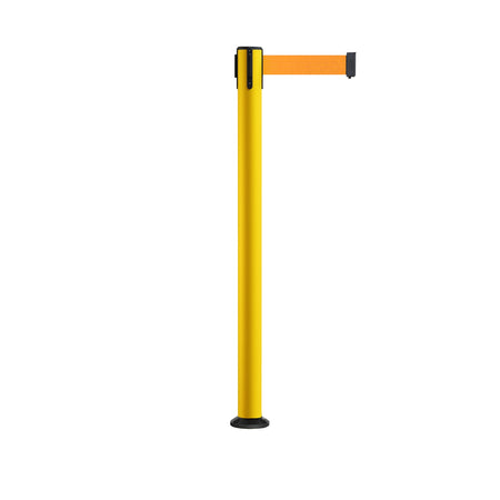 Retractable Belt Barrier Safety Stanchion, Fixed Base, Yellow Post, 9 Ft. Belt - Montour Line MSX630F - Crowd Control Warehouse