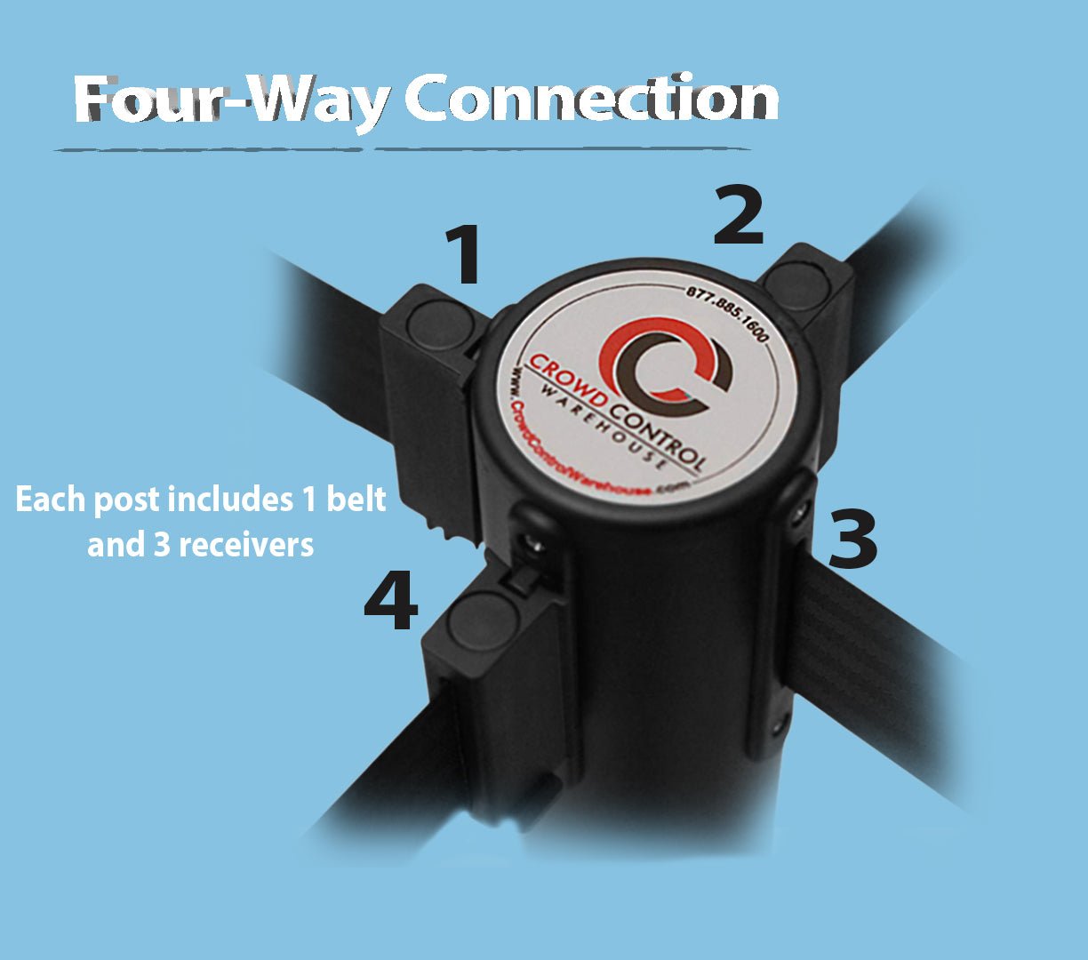 Retractable Belt Barrier Stanchion, 16 Ft. Belt - CCW Series RBB - 150 - Crowd Control Warehouse