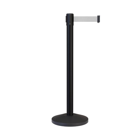 Retractable Belt Barrier Stanchion, Black Post, 11 Ft. Belt - CCW Series RBB - 100 - Crowd Control Warehouse