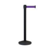 Retractable Belt Barrier Stanchion, Black Post, 12 Ft. Belt - CCW Series RBB - 100 - Crowd Control Warehouse