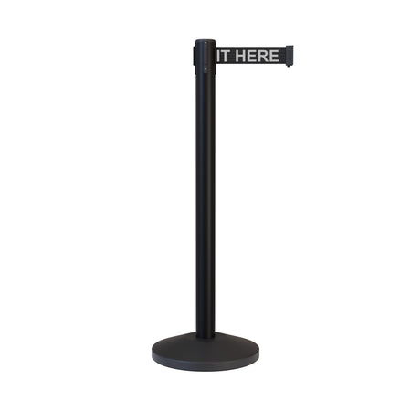Retractable Belt Barrier Stanchion, Black Post, 12 Ft. Belt - CCW Series RBB - 100 - Crowd Control Warehouse