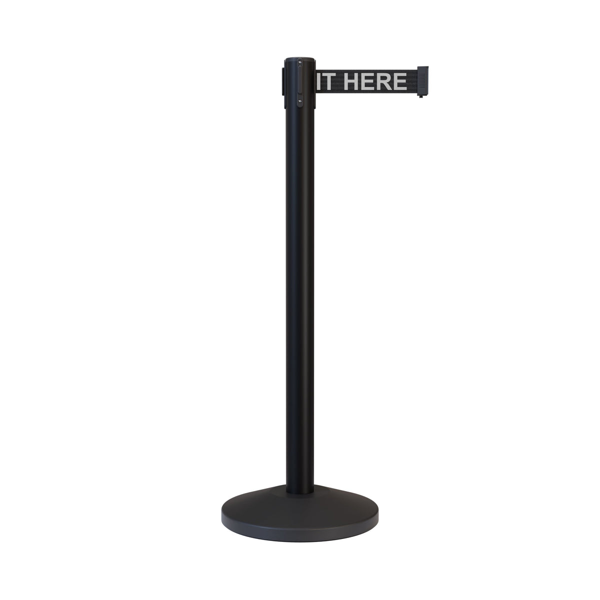 Retractable Belt Barrier Stanchion, Black Post, 7.5 Ft. Belt - CCW Series RBB - 100 - Crowd Control Warehouse
