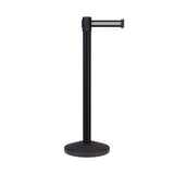 Retractable Belt Barrier Stanchion, Black Post, 7.5 Ft. Belt - CCW Series RBB - 100 - Crowd Control Warehouse