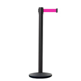 Retractable Belt Barrier Stanchion, Black Post, Cast Iron Base, 13 Ft. Belt - Montour Line MI630 - Crowd Control Warehouse