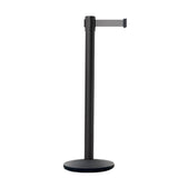 Retractable Belt Barrier Stanchion, Black Post, Cast Iron Base, 13 Ft. Belt - Montour Line MI630 - Crowd Control Warehouse