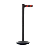 Retractable Belt Barrier Stanchion, Black Post, Cast Iron Base, 9 Ft. Belt - Montour Line MI630 - Crowd Control Warehouse
