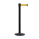 Retractable Belt Barrier Stanchion, Black Post with Heavy Duty Cast Iron Base, 16 ft Belt – Montour Line MI650 - Crowd Control Warehouse