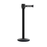 Retractable Belt Barrier Stanchion, Cast Iron Base Base, Black Powder Coated Post, 35 ft Belt - Montour Line MI760 - Crowd Control Warehouse