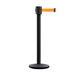 Retractable Belt Barrier Stanchion, Cast Iron Base Base, Black Powder Coated Post, 35 ft Belt - Montour Line MI760 - Crowd Control Warehouse