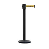 Retractable Belt Barrier Stanchion, Cast Iron Base Base, Black Powder Coated Post, 35 ft Belt - Montour Line MI760 - Crowd Control Warehouse