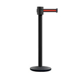 Retractable Belt Barrier Stanchion, Cast Iron Base Base, Black Powder Coated Post, 35 ft Belt - Montour Line MI760 - Crowd Control Warehouse