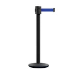 Retractable Belt Barrier Stanchion, Cast Iron Base Base, Black Powder Coated Post, 35 ft Belt - Montour Line MI760 - Crowd Control Warehouse