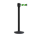 Retractable Belt Barrier Stanchion, Cast Iron Base Base, Black Powder Coated Post, 35 ft Belt - Montour Line MI760 - Crowd Control Warehouse