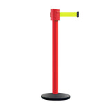 Retractable Belt Barrier Stanchion, Cast Iron Base Base, Red Post, 35 ft Belt - Montour Line MSI760 - Crowd Control Warehouse