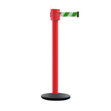 Retractable Belt Barrier Stanchion, Cast Iron Base Base, Red Post, 35 ft Belt - Montour Line MSI760 - Crowd Control Warehouse