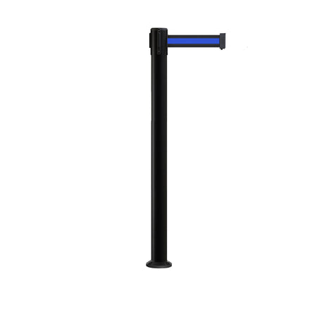 Retractable Belt Barrier Stanchion, Fixed Base, Black Post, 11 Ft. Belt - Montour Line MX630F - Crowd Control Warehouse