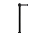 Retractable Belt Barrier Stanchion, Fixed Base, Black Post, 11 Ft. Belt - Montour Line MX630F - Crowd Control Warehouse