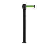 Retractable Belt Barrier Stanchion, Fixed Base, Black Powder Coated Post, 35 ft Belt - Montour Line MX760F - Crowd Control Warehouse