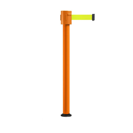 Retractable Belt Barrier Stanchion, Fixed Base, Orange Post, 35 ft Belt - Montour Line MSX760F - Crowd Control Warehouse