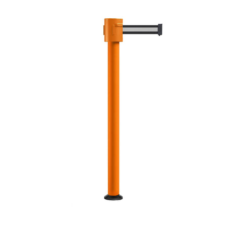 Retractable Belt Barrier Stanchion, Fixed Base, Orange Post, 35 ft Belt - Montour Line MSX760F - Crowd Control Warehouse