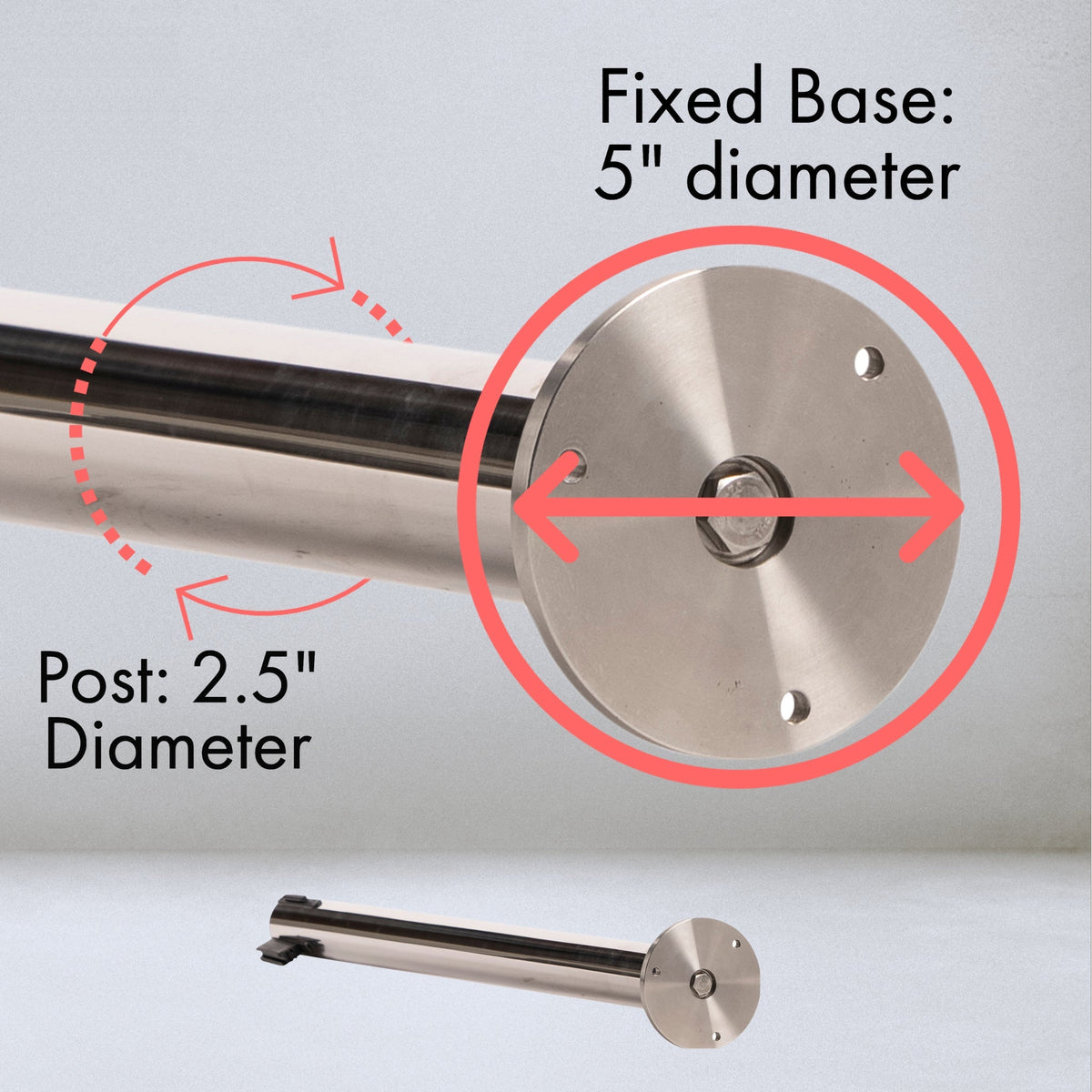 Retractable Belt Barrier Stanchion, Fixed Base, Orange Post, 35 ft Belt - Montour Line MSX760F - Crowd Control Warehouse