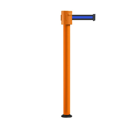 Retractable Belt Barrier Stanchion, Fixed Base, Orange Post, 35 ft Belt - Montour Line MSX760F - Crowd Control Warehouse