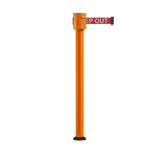 Retractable Belt Barrier Stanchion, Fixed Base, Orange Post, 35 ft Belt - Montour Line MSX760F - Crowd Control Warehouse