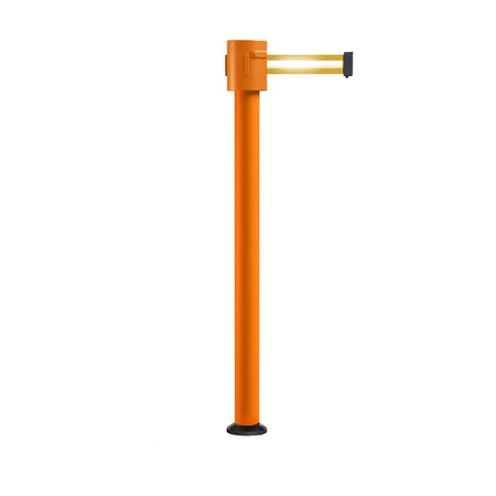 Retractable Belt Barrier Stanchion, Fixed Base, Orange Post, 35 ft Belt - Montour Line MSX760F - Crowd Control Warehouse