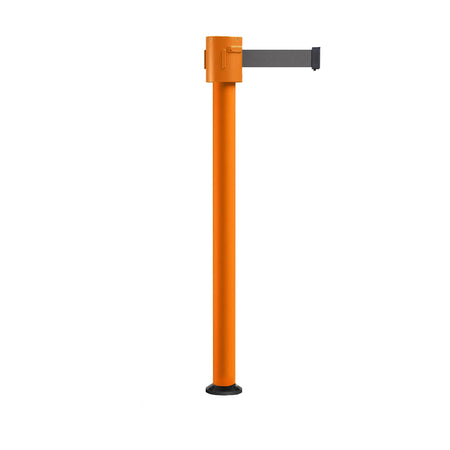 Retractable Belt Barrier Stanchion, Fixed Base, Orange Post, 35 ft Belt - Montour Line MSX760F - Crowd Control Warehouse